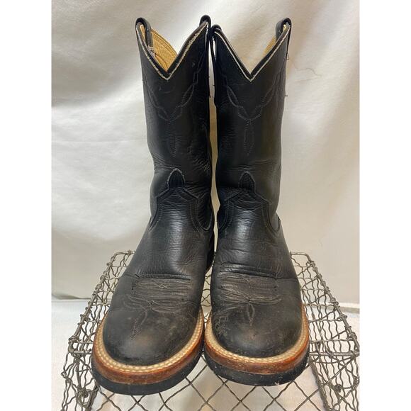 Anderson Bean Black Leather Boots Size 9 Round Toe - Picture 1 of 12